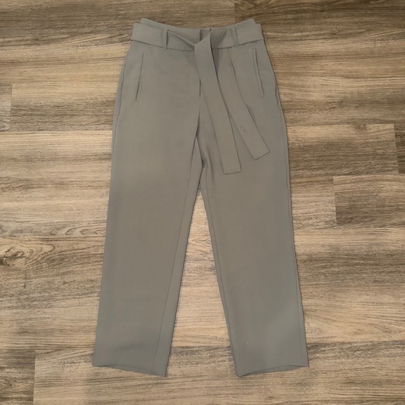 Wilfred Pants - Wilfred Aritzia Grey High Waisted Tie Waist Straight Leg Trousers Size 6
